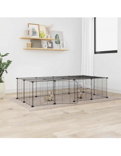 Gabbia per Animali 20 Pannelli con Porta Nera 35x35 cm Acciaio 2