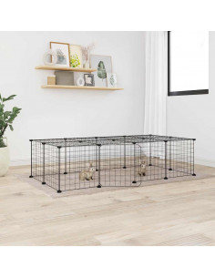 Gabbia per Animali 20 Pannelli con Porta Nera 35x35 cm Acciaio