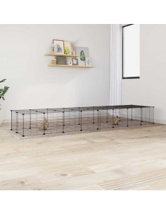 Gabbia per Animali 36 Pannelli con Porta Nera 35x35 cm Acciaio