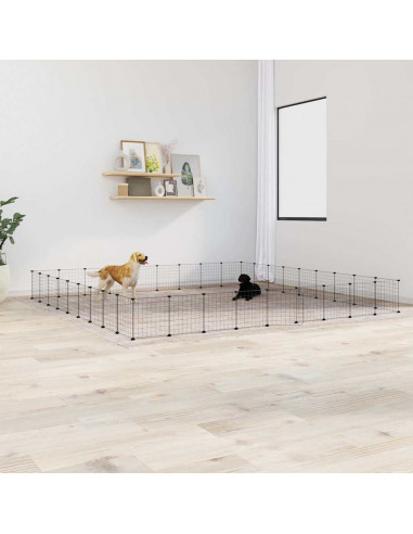 Gabbia per Animali 36 Pannelli con Porta Nera 35x35 cm Acciaio