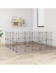 Gabbia per Animali 36 Pannelli con Porta Nera 35x35 cm Acciaio 2