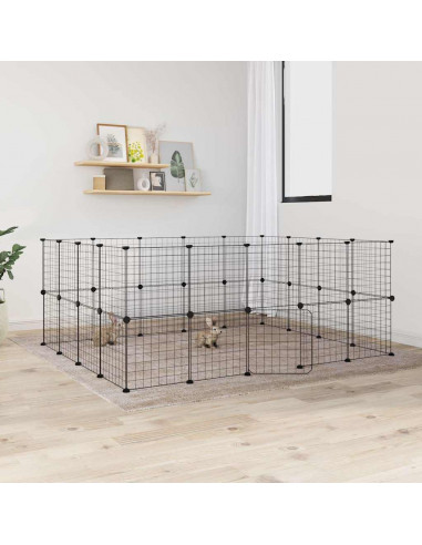 Gabbia per Animali 36 Pannelli con Porta Nera 35x35 cm Acciaio