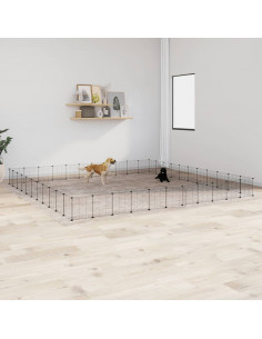 Gabbia per Animali 44 Pannelli con Porta Nera 35x35 cm Acciaio