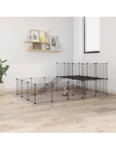 Gabbia per Animali 44 Pannelli con Porta Nera 35x35 cm Acciaio 2