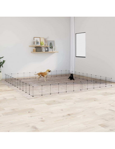 Gabbia per Animali 44 Pannelli con Porta Nera 35x35 cm Acciaio