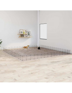 Gabbia per Animali 60 Pannelli con Porta Nera 35x35 cm Acciaio