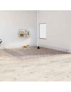 Gabbia per Animali 60 Pannelli con Porta Nera 35x35 cm Acciaio 2