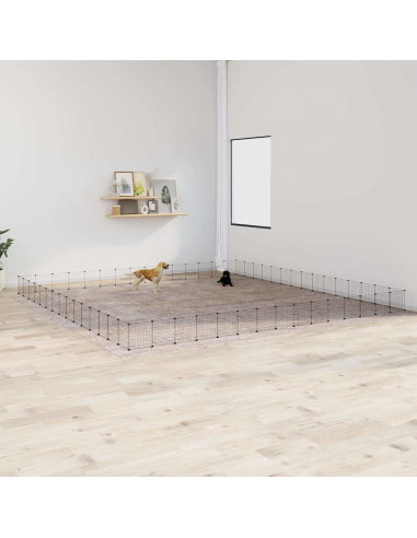 Gabbia per Animali 60 Pannelli con Porta Nera 35x35 cm Acciaio