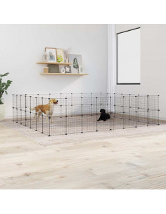 Gabbia per Animali 60 Pannelli con Porta Nera 35x35 cm Acciaio 2