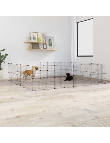 Gabbia per Animali 60 Pannelli con Porta Nera 35x35 cm Acciaio