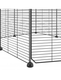 Gabbia per Animali 8 Pannelli con Porta Nero 35x35 cm Acciaio 2