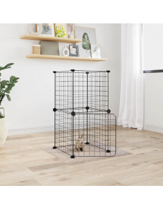 Gabbia per Animali 8 Pannelli con Porta Nero 35x35 cm Acciaio