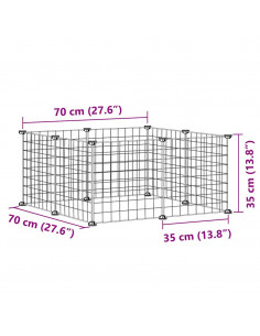 Gabbia per Animali Domestici 8 Pannelli Nero 35x35 cm Acciaio