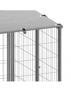 Gabbia per Cani Argento 330x110x110 cm in Acciaio