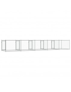 Gabbia per Cani con Porte Grigia 10x2x1,5 m in Acciaio Zincato 2