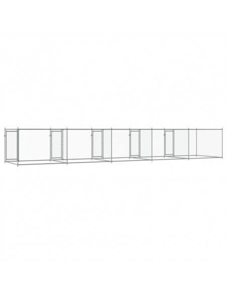 Gabbia per Cani con Porte Grigia 10x2x1,5 m in Acciaio Zincato