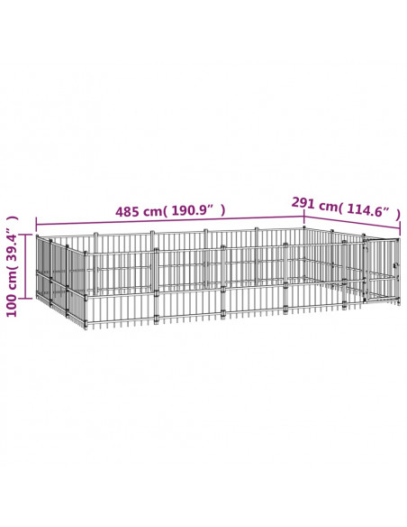 Gabbia per Cani da Esterno in Acciaio 14,11 m²