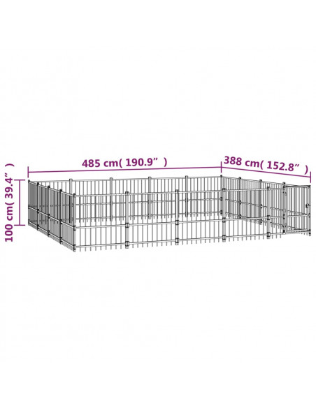 Gabbia per Cani da Esterno in Acciaio 18,82 m²