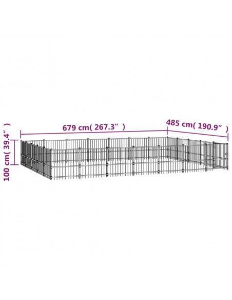 Gabbia per Cani da Esterno in Acciaio 32,93 m²