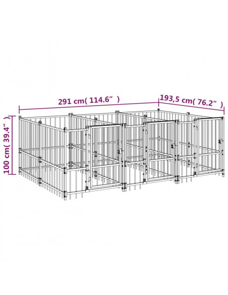 Gabbia per Cani da Esterno in Acciaio 5,63 m²
