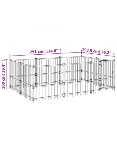 Gabbia per Cani da Esterno in Acciaio 5,63 m²