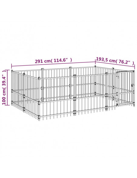 Gabbia per Cani da Esterno in Acciaio 5,63 m²