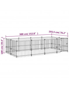 Gabbia per Cani da Esterno in Acciaio 7,51 m² 2