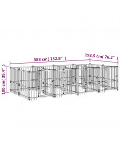 Gabbia per Cani da Esterno in Acciaio 7,51 m² 2