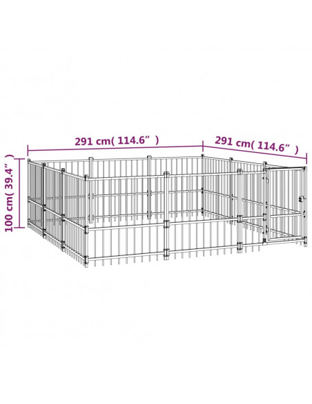 Gabbia per Cani da Esterno in Acciaio 8,47 m²