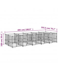 Gabbia per Cani da Esterno in Acciaio 9,38 m² 2