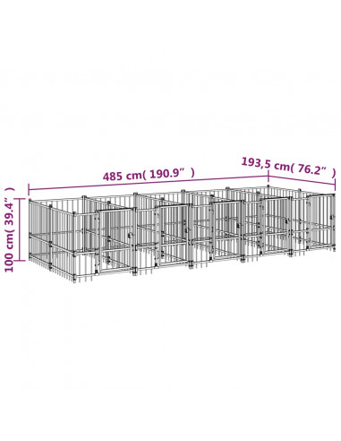 Gabbia per Cani da Esterno in Acciaio 9,38 m²