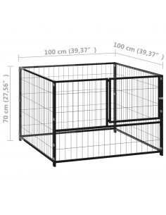 Gabbia per Cani Nera 100x100x70 cm in Acciaio