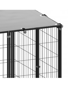 Gabbia per Cani Nera 25,41 m² in Acciaio 2