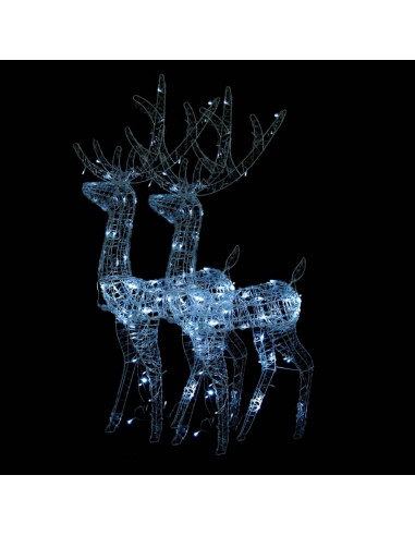 Decorazioni Natalizie Renne in Acrilico 2pz 120cm Bianco Freddo