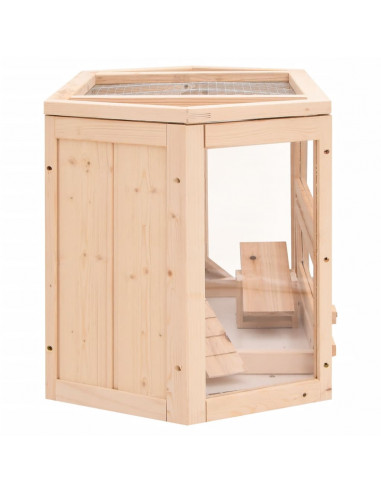 Gabbia per Criceti 80x40x43 cm in Legno Massello di Abete