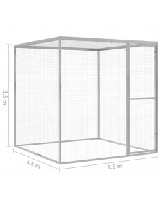 Gabbia per Gatti 1,5x1,5x1,5 m in Acciaio Zincato 2