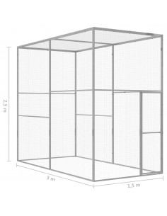 Gabbia per Gatti 3x1,5x2,5 m in Acciaio Zincato