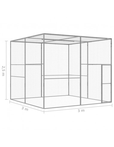 Gabbia per Gatti 3x3x2,5 m in Acciaio Zincato