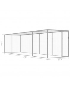 Gabbia per Gatti 6x1,5x1,5 m in Acciaio Zincato