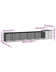 Gabbia per Polli Antracite 600x91x100 cm Acciaio Zincato 2