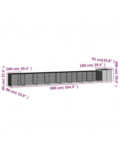 Gabbia per Polli Antracite 900x91x100 cm Acciaio Zincato