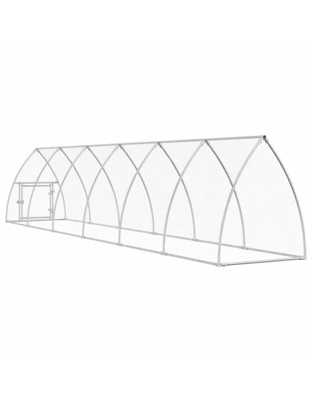 Gabbia per Polli Argento 600x105x120 cm in Acciaio Zincato