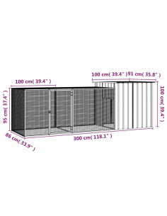 Gabbia per Polli Grigia 300x91x100 cm Acciaio Zincato