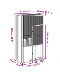Gabbia per Uccelli Antracite 115x78x200 cm in Acciaio Zincato