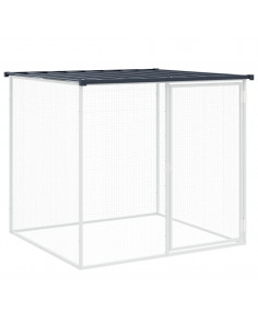 Gabbia Polli con Tetto Antracite 203x98x90 cm Acciaio Zincato 2