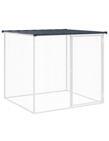 Gabbia Polli con Tetto Antracite 203x98x90 cm Acciaio Zincato