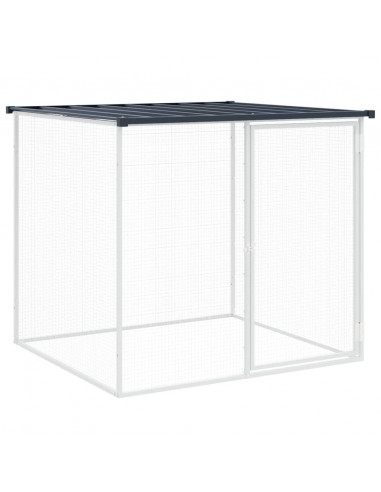 Gabbia Polli con Tetto Antracite 203x98x90 cm Acciaio Zincato