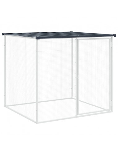 Gabbia Polli con Tetto Antracite 803x98x90 cm Acciaio Zincato