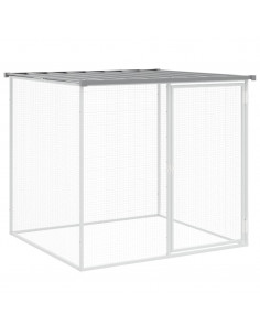 Gabbia Polli Tetto Grigio Chiaro 203x98x90 cm Acciaio Zincato