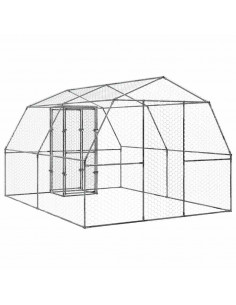 Gabbie per Uccelli 2pz con Tetto e Anta Argento Acciaio Zincato 2